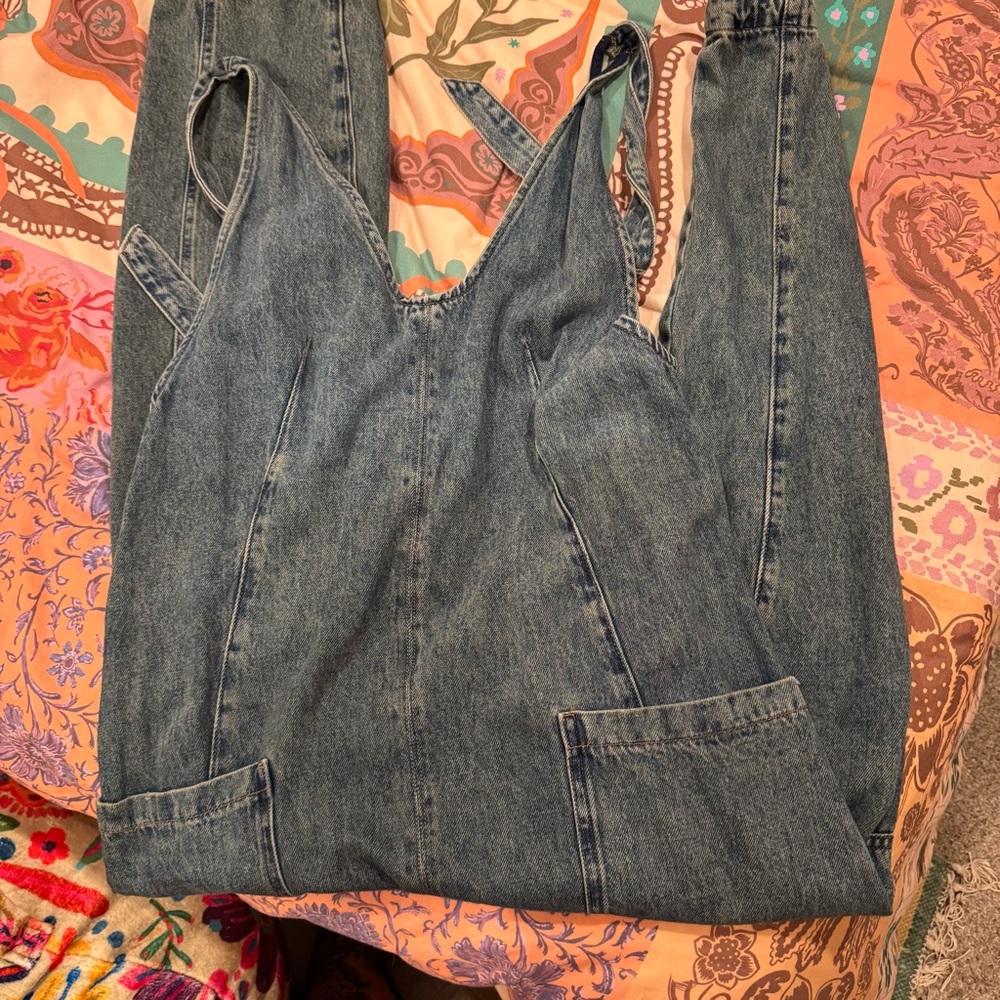 Free People High Roller Denim Overalls Jeans - Blue - Picture 4 of 4
